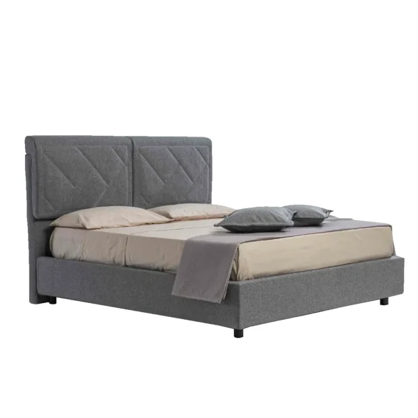 letto contenitore con testata alta sfoderabile in tessuto sogni bio damasco