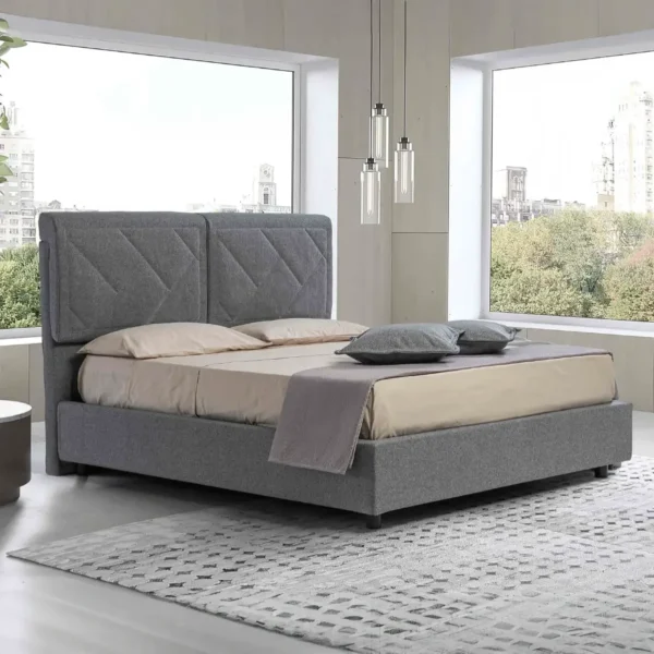 letto contenitore con testata alta sfoderabile in tessuto sogni bio damasco ambiente