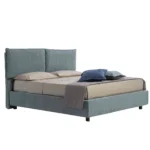 letto contenitore con testata e giroletto sfoderabile in tessuto sogni bio giza