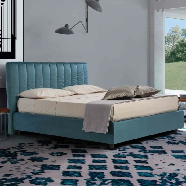 letto contenitore con testata sfoderabile a pannelli verticali
