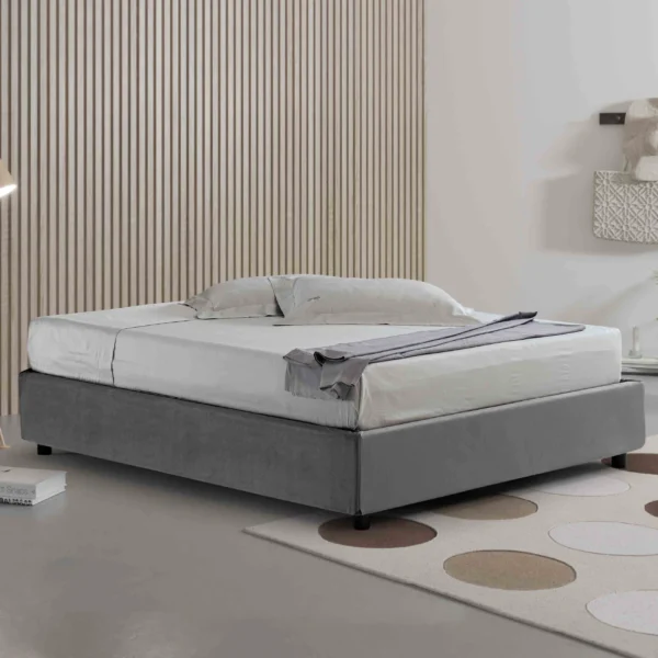 letto contenitore moderno basso in tessuto sfoderabile 4 lati sogni bio